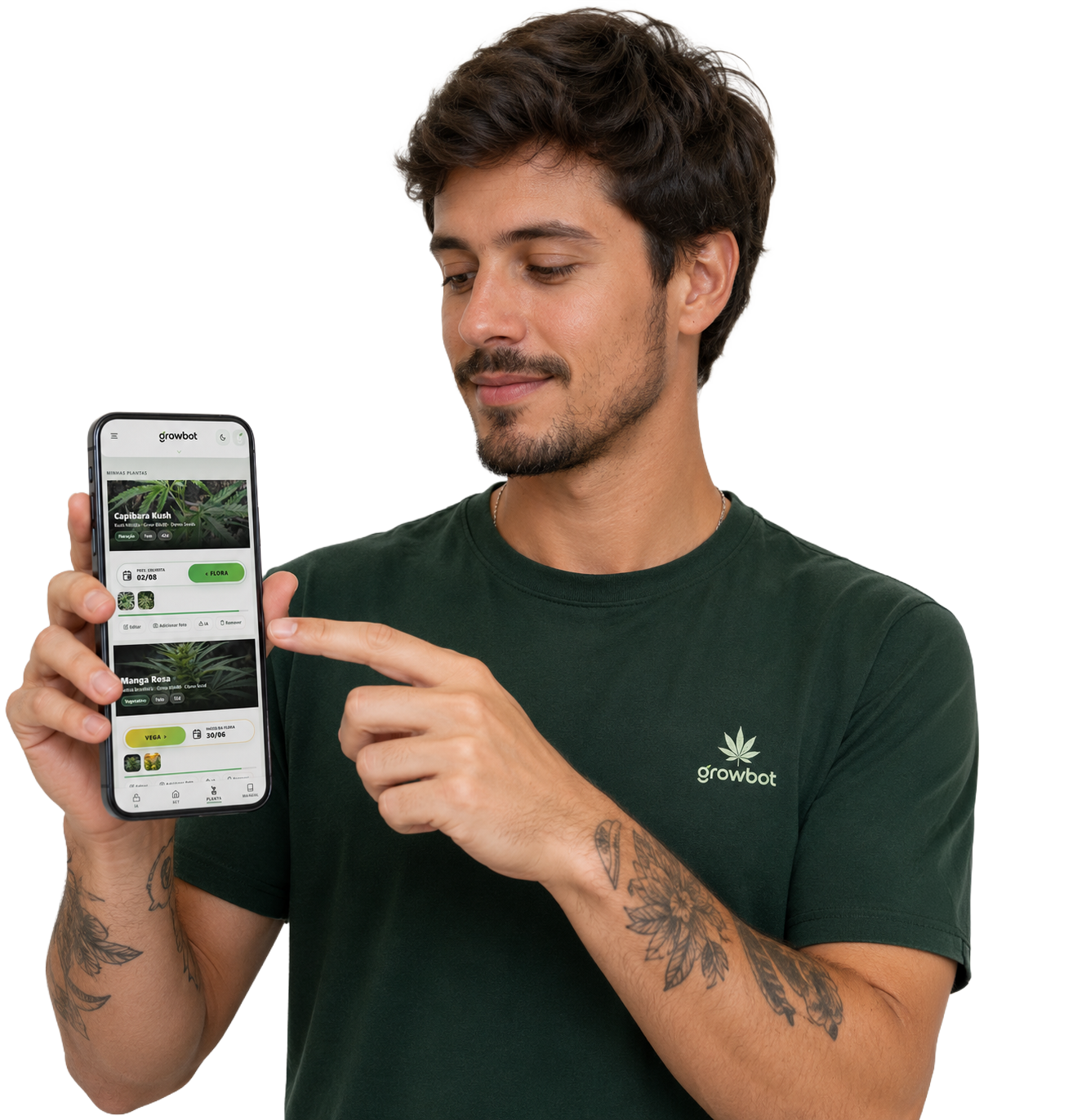 man holding ap phone grow lets grow